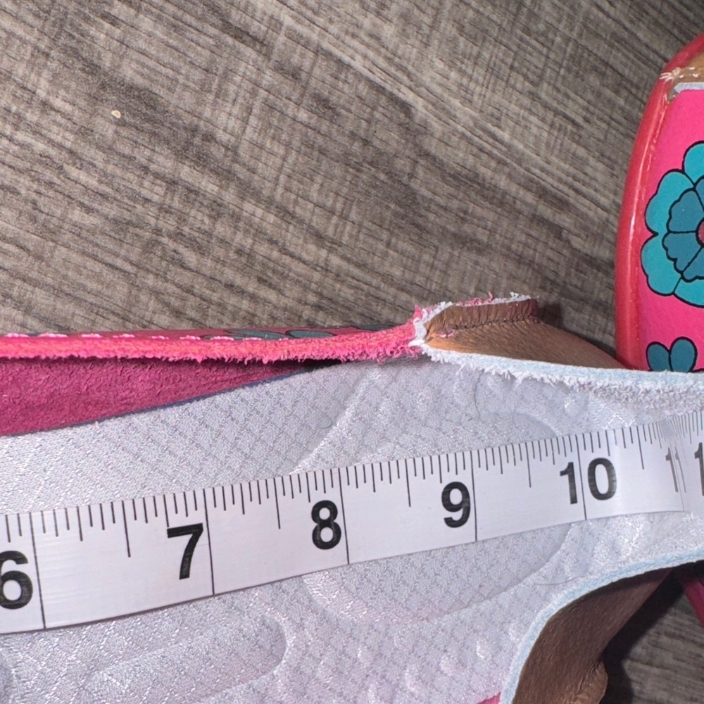Floral Leather Loafers Women’s 9 Pink Slip On Casual Comfort Flats Artsy - Picture 9 of 9
